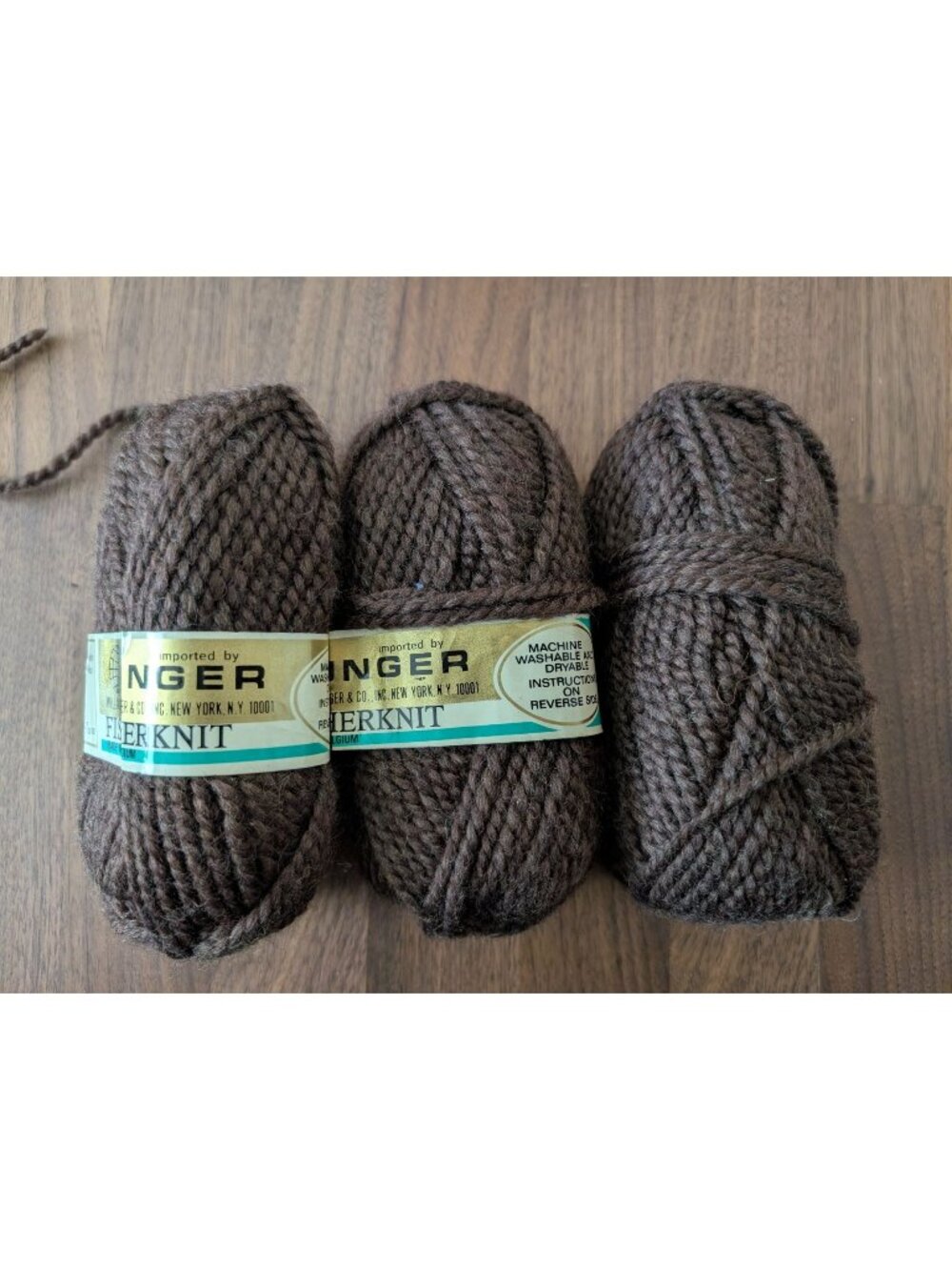 Unger Fisherknit Bulky Yarn Lot of 3 Skeins - Color 51 Chocolate Brown (Discont)